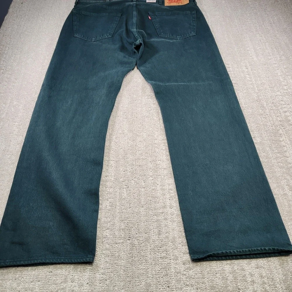 Levis 501 Jeans Men 38x30 Straight‎ Leg Button Fly Green Denim Classic